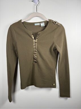 JLO | Y2K Vintage Satin Trim Thermal Long Sleeve Top Size S